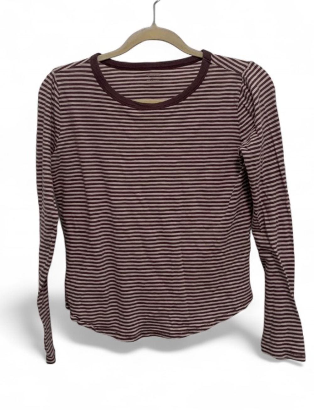 Madewell Purple and White Striped Long-Sleeve Crewneck